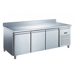 Furnotel - Table réfrigérée inox positive avec évaporateur ventilé - 3 portes - 339 litres - Avec dosseret - SN3201X