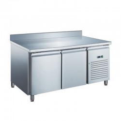 Furnotel - Table réfrigérée inox positive avec évaporateur ventilé - 2 portes - 282 litres - Avec dosseret - GN2201X
