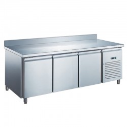 Furnotel - Table réfrigérée inox positive avec évaporateur ventilé - 3 portes - 417 litres - Avec dosseret - GN3201X