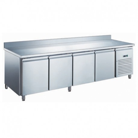 Furnotel - Table réfrigérée inox négative avec évaporateur ventilé - 4 portes - 553 litres - Avec dosseret - GN4201BTX