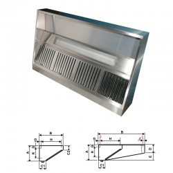 Furnotel - Hotte statique - Hauteur 400 mm - Avancée 938 mm, Longueur 4000 mm - H3940