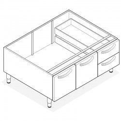 Tecnoinox - Support avec placard 2 portes / 2 tiroirs - Gamme 600 - VNC1050