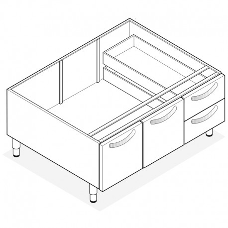 Tecnoinox - Support avec placard 2 portes / 2 tiroirs - Gamme 600 - VNC1050