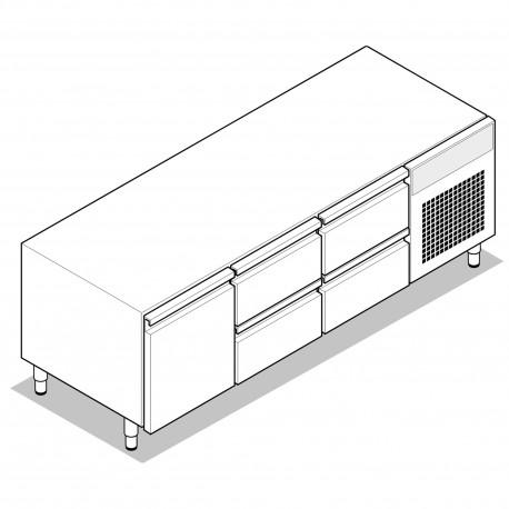 Tecnoinox - Soubassement réfrigéré - 1 porte + 4 tiroirs - Gamme 700 - BC160