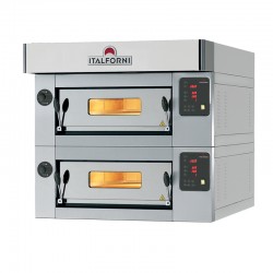 Italforni - Four à pizza avec finition - Inox - Série CL - 2 chambres - 12 pizzas - Commandes digitales - B208DI