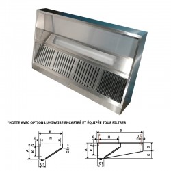 Furnotel - Hotte statique - Hauteur 400 mm - Avancée 938 mm - Longueur 2500 mm - H39925