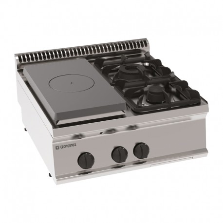 Tecnoinox - Plaque de cuisson - Top 2 feux vifs gaz + 1/2 plaque co