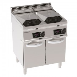 Tecnoinox - Friteuse sur coffre électrique - 2 x 14 litres - Commandes électroniques - Gamme 700