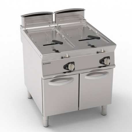 Tecnoinox - Friteuse sur coffre gaz avec cuve en V - 2 x 21 litres - Gamme 900 - Module 400 - FRV81FG9T