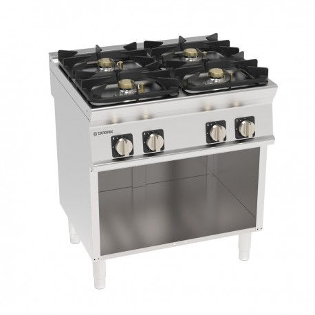 Tecnoinox - Plaque de cuisson - Top 4 feux vifs gaz sur placard ouvert - Gamme 700 - PCH8FG7