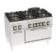 Tecnoinox - Fourneau dessus gaz 6 feux sur four électrique statique GN2/1 + placard - Gamme 700 - PFH12G7