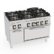 Tecnoinox - Fourneau dessus gaz sur four gaz statique GN2/1 - 6 feux + placard - Gamme 700 - Modules 400 - PFH12GG7