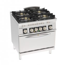 Tecnoinox - Fourneau dessus gaz 4 feux sur four électrique statique GN2/1 - Gamme 700 - PFH8G7