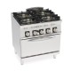Tecnoinox - Fourneau dessus gaz sur four gaz statique GN2/1 - 4 feux SUPER - Gamme 700 - Modules 400 - PFH8SGG7