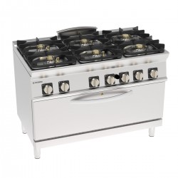 Tecnoinox - Fourneau dessus gaz sur four gaz statique extra-large - 6 feux - Gamme 700 - Modules 400 - PFXH12GG7