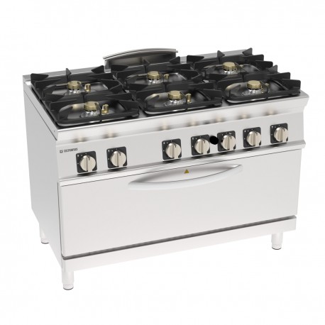 Tecnoinox - Fourneau dessus gaz sur four gaz statique extra-large - 6 feux - Gamme 700 - Modules 400 - PFXH12GG7
